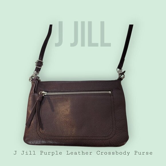 J Jill Purple Leather Crossbody Purse - Minimalist Perfection - Picture 1 of 10